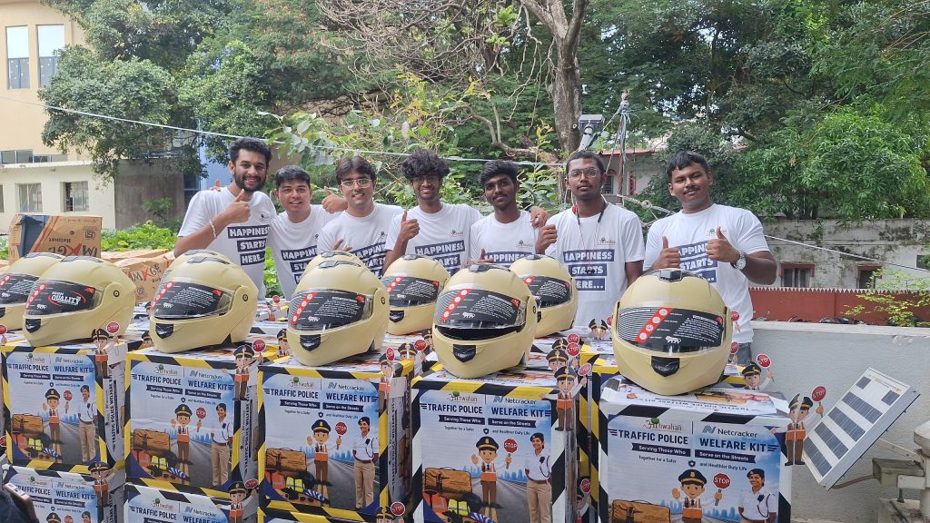 Bengaluru Traffic Police receiving welfare kits