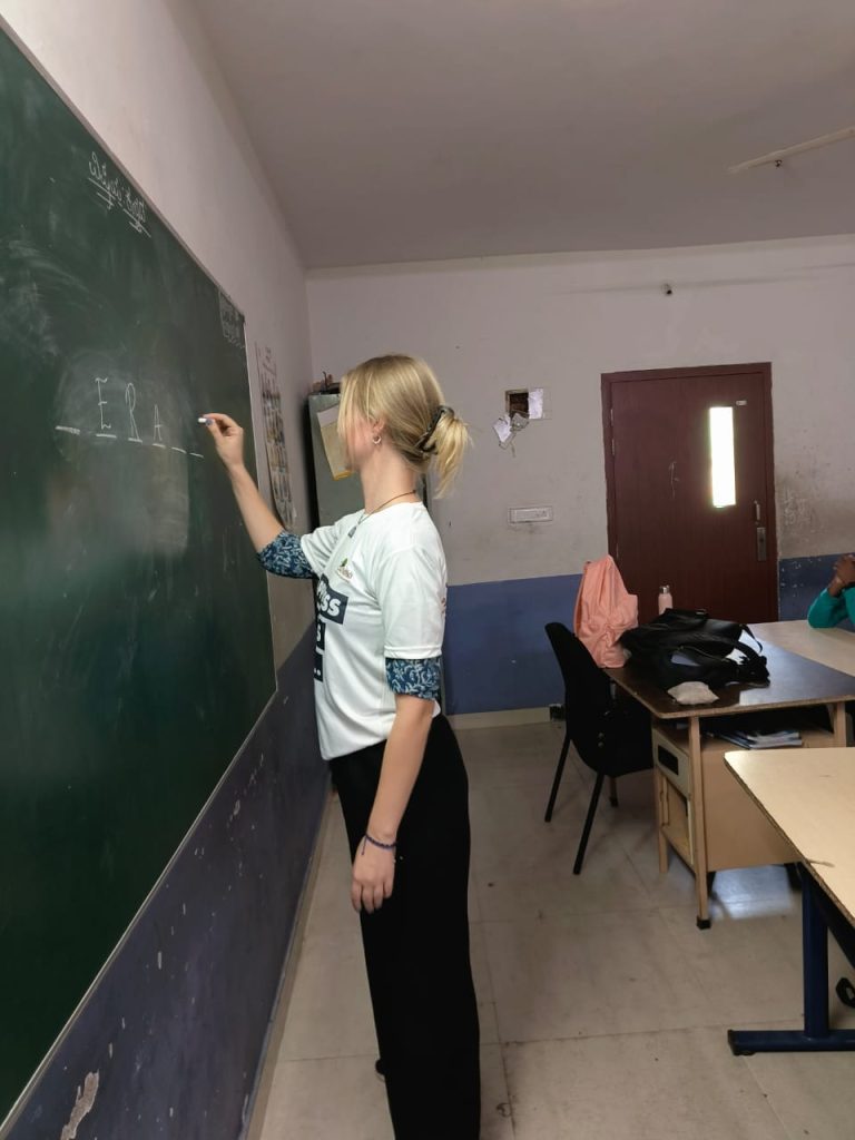 Students learning in a renovated government school classroom supported by Aahwahan Foundation
